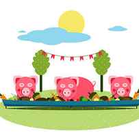 Pigs Eating Food At Farm Funny Small by Popmarleo