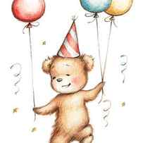 Print of Teddy Bear with Balloons by Anna Abramskaya