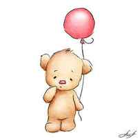 Teddy Bear With Red Balloon by Anna Abramskaya