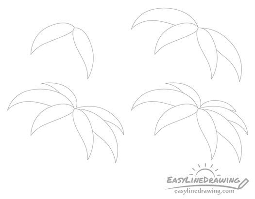 Palm leaves drawing step by step