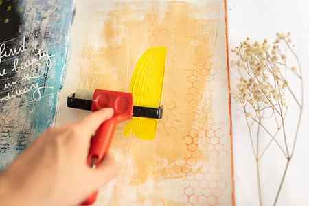 painting art journal page with yellow