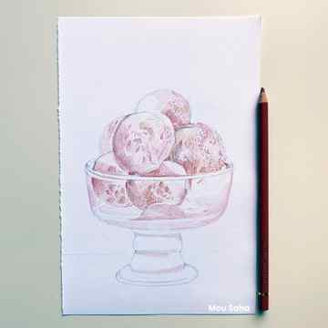 Ice cream sketch with a Polychromos Color Pencil