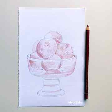 Ice cream sketch with a Polychromos Color Pencil