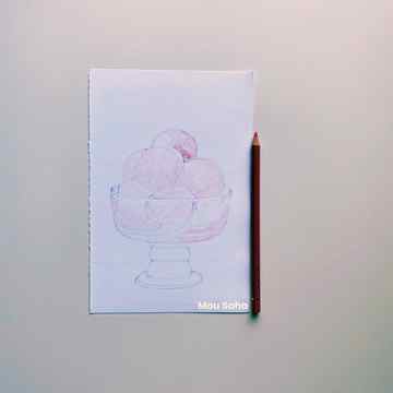 Sketch of ice cream with a Polychromos Color Pencil