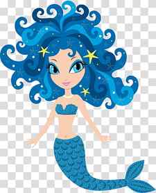 blue mermaid illustration, Mermaid Cartoon Drawing Illustration, A mermaid with curly hair transparent background PNG clipart thumbnail