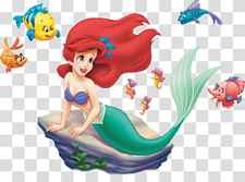 The Little Mermaid Ariel surrounded by fish vector art transparent background PNG clipart thumbnail