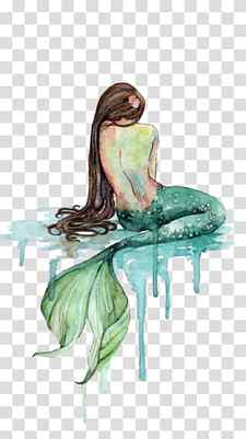 mermaid illustration, Paper Mermaid Watercolor painting Printing, Hand-painted mermaid transparent background PNG clipart thumbnail