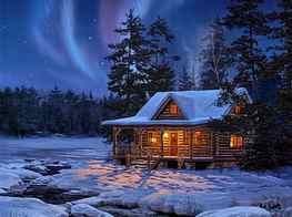 Snowy, Cottage, , , Amazing , Cool - Cabin In Snowy Woods - & Background, Snowy Forest at Night HD wallpaper