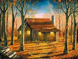 Woodland cabin cottage foliage autumn calm 278 - The Cabin In The Autumn Woods HD wallpaper