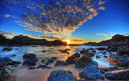 Nature, Sunset, Stones, Sky, Sea, Sun, Clouds, Beach, Shore, Bank, Evening, r HD wallpaper