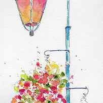 Euro Street Lamp With Flower Baskets by Pat Katz