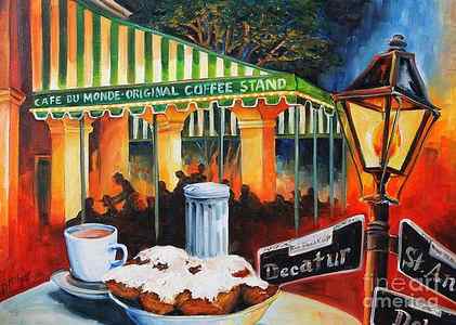 Wall Art - Painting - Late at Cafe Du Monde by Diane Millsap