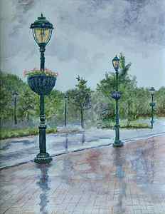 Wall Art - Painting - Lamp Posts by Rusty Frentner
