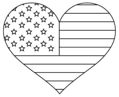 American Flag Coloring Pages Heart