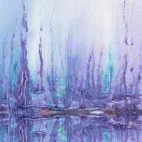 Purple Watercolor Pond With Reflections by Irina Sztukowski