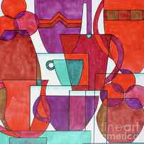 Cubist Coffee Reds by Pat Katz