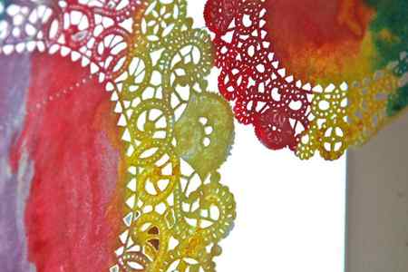 Painted paper doilies art project for kids