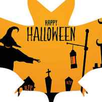 Happy Halloween Isolated Bat Silhouette, Halloween Graphic Design by MOUNIR KHALFOUF