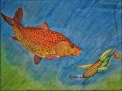 Wall Art - Drawing - Seize The Carp by Michael Panno