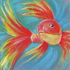 Wall Art - Drawing - Colorful fish in aquarium drawing by pastel by Elena Sysoeva