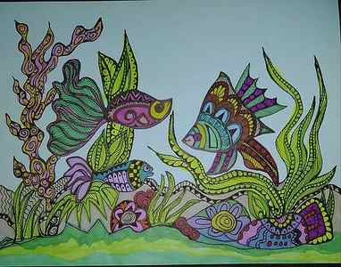 Wall Art - Drawing - Fun under The Sea by Gerri Rowan