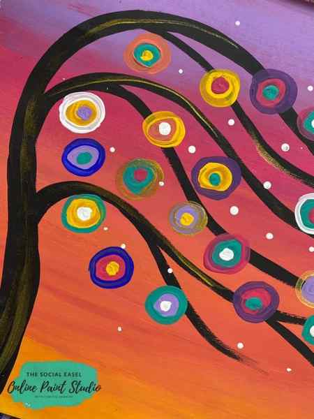 Close Up How to Paint Whimsical Tree Beginners Painting Tutorial The Social Easel Online Painting Studio