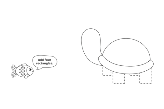 How To Draw A Turtle- Kids Activities Blog- Step 4- Text: Draw four rectangles to create the legs.