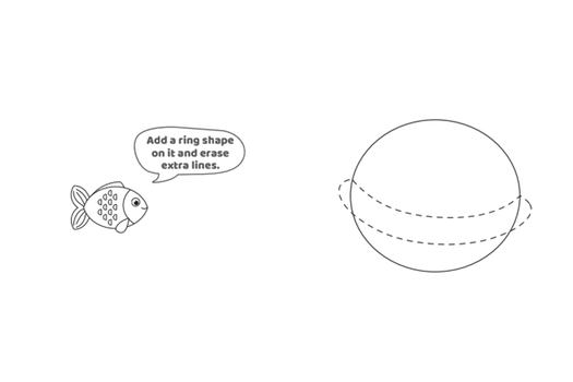 How To Draw A Turtle- Kids Activities Blog- Step 2- Text: Add a ring around it and erase extra lines.