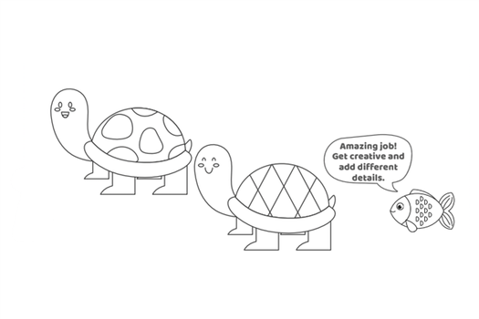 How To Draw A Turtle- Kids Activities Blog- Step 9- Text: Hooray! Your turtle drawing is done!