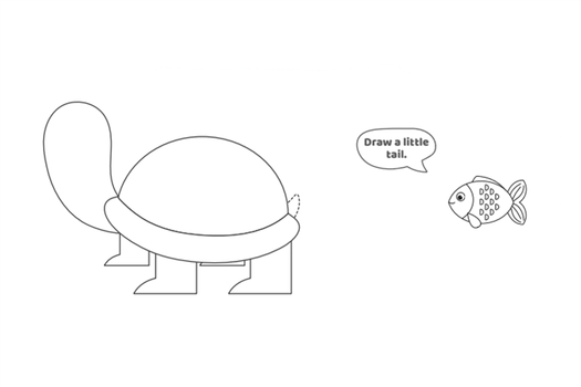 How To Draw A Turtle- Kids Activities Blog- Step 6 - Text: Draw a small tail. So cute!