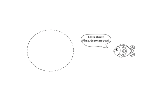 How To Draw A Turtle- Kids Activities Blog- Step 1- Text: First, draw an oval to make the turtle