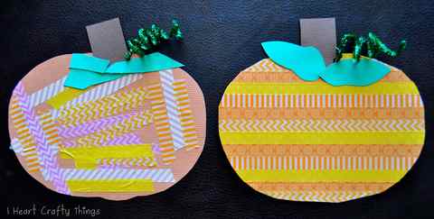 Fall crafts for kids - washi tape pumpkin