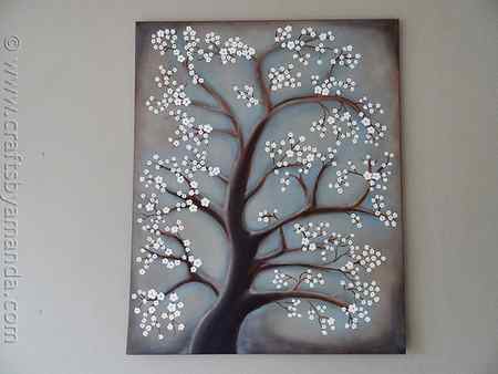 White Cherry Blossom Tree Painting by @amandaformaro CraftsbyAmanda.com