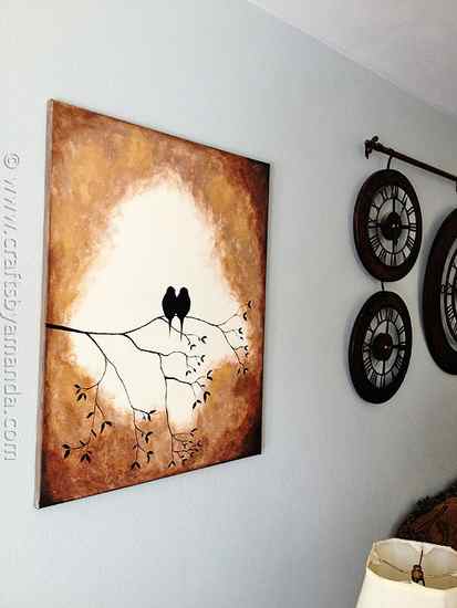 Beautiful Birds on a Branch Silhouette Painting using acrylic paint! @amandaformaro CraftsbyAmanda.com
