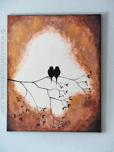 Beautiful Birds on a Branch Silhouette Painting using acrylic paint! @amandaformaro CraftsbyAmanda.com
