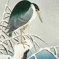 Heron in snow by Ohara Koson