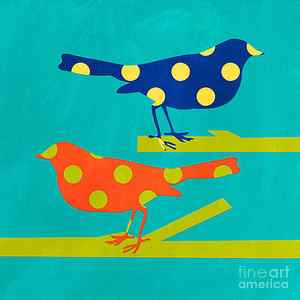 Wall Art - Mixed Media - Polka Dot Birds by Linda Woods