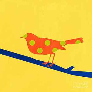 Wall Art - Mixed Media - Orange Bird by Linda Woods