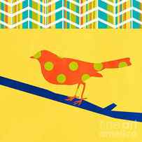 Orange Polka Dot Bird by Linda Woods