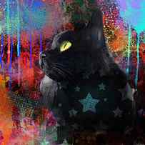 Pop Art Black Cat painting print by Svetlana Novikova
