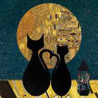 Klimt cats at moonlight by Delphimages Photo Creations