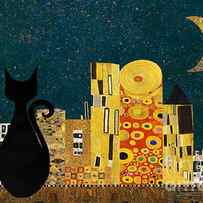 Klimt cat and the city by Delphimages Photo Creations