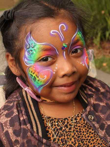Butterfly leopard face paint by Auntie Stacey