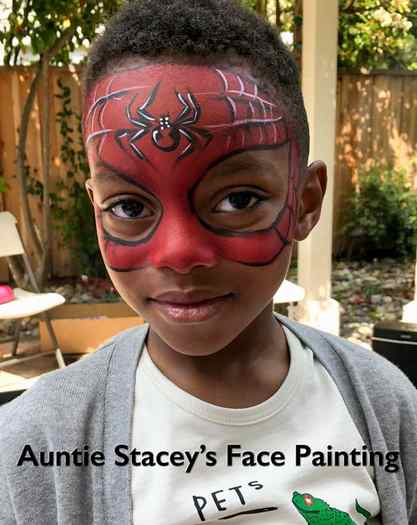 Spiderman face paint by Auntie Stacey, Sonoma county, CA