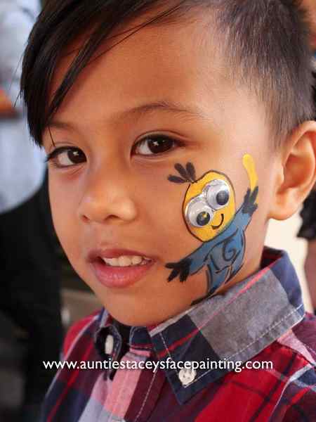 Minion by www.auntiestaceysfacepainting.com SF Bay area face painter Auntie Stacey Dennick Best face painter Sonoma county