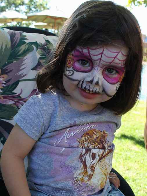 sugar skull face paint by Auntie Stacey, www.auntiestaceysfacepainting.com