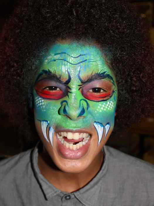 Monster face paint by Auntie Stacey, www.auntiestaceysfacepainting.com