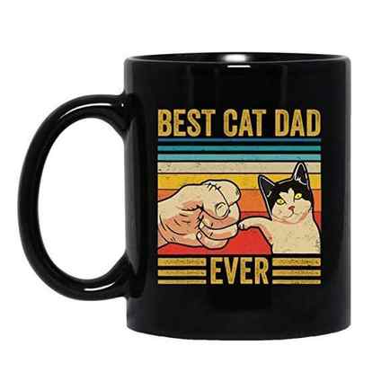 Product photo of a Best Cat Dad mug on a white background