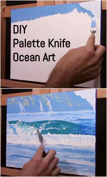 DIY Palette Knife Ocean Art Painting