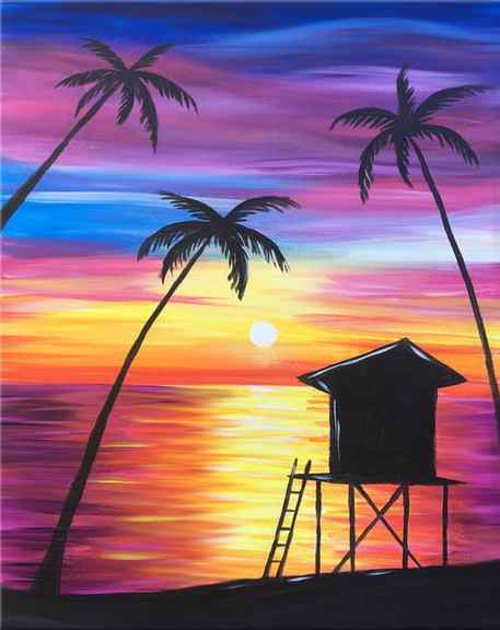Easy Landscape Painting Ideas for Beginners, Seashore Beach Paintings, Easy Seascape Painting Ideas for Beginners, Easy Acrylic Painting Ideas, Simple Landscape Painting Ideas, Easy Sunrise Paintings, Easy Sunset Paintings